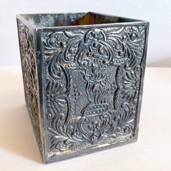 Ornate Silver Open Box from India Beautiful 4" Display Rectangular - Picture 3 of 6